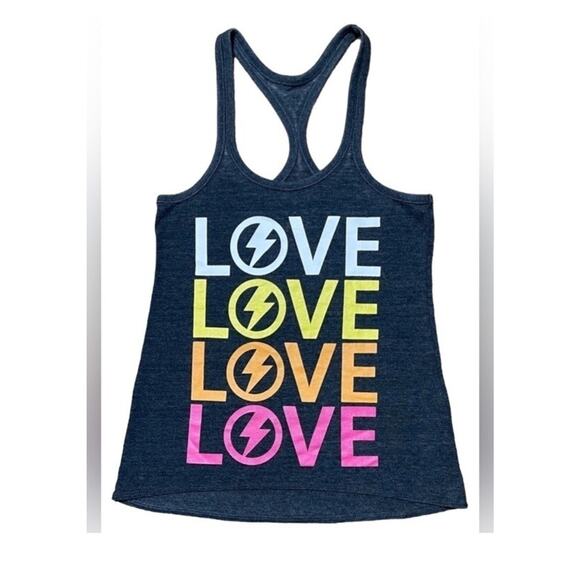 Chaser LOVE Thunder Bolt Gray RACERBACK TANK TOP EUC Size XS Summer - Picture 1 of 16
